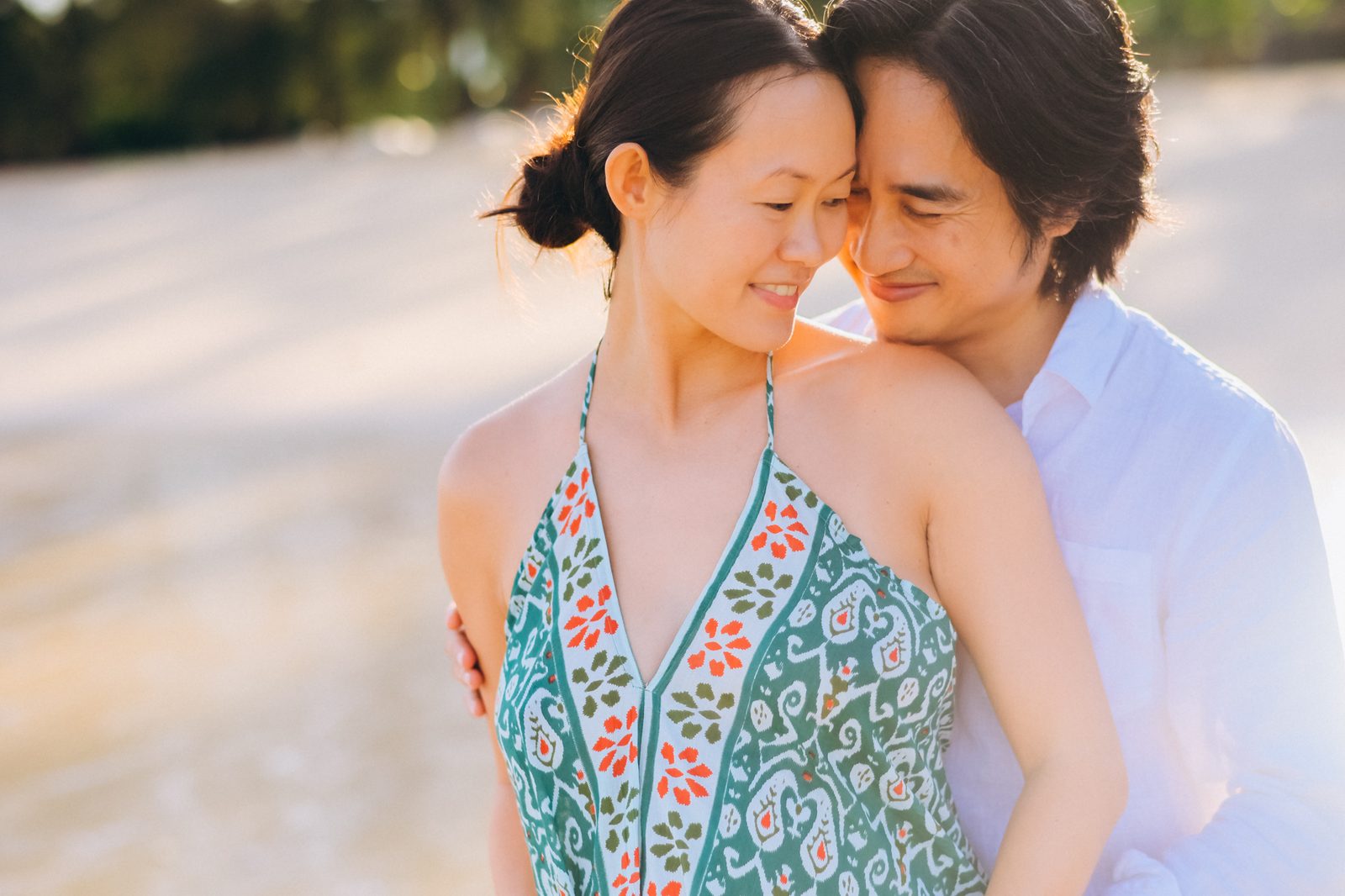Couple embracing on the beach in Khao Lak
